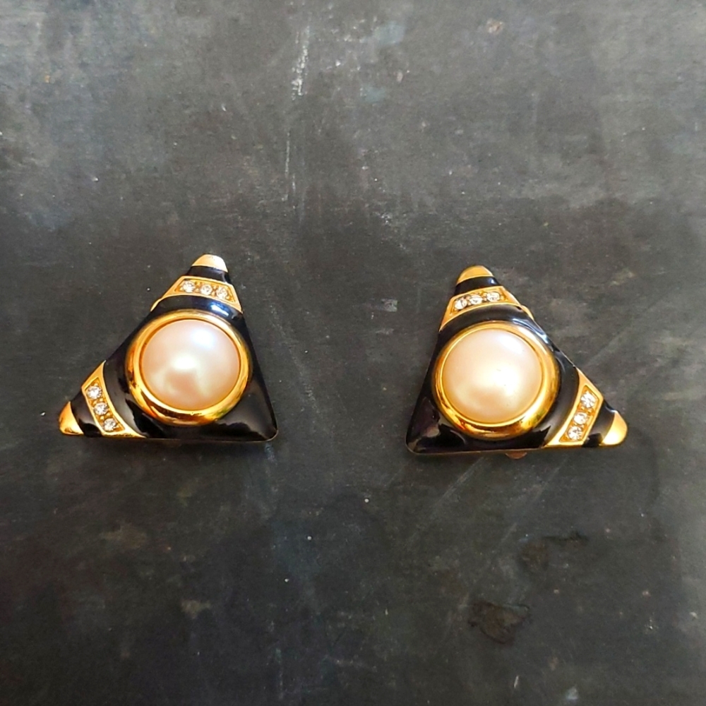 Authentic Givenchy faux pearl clip on earings